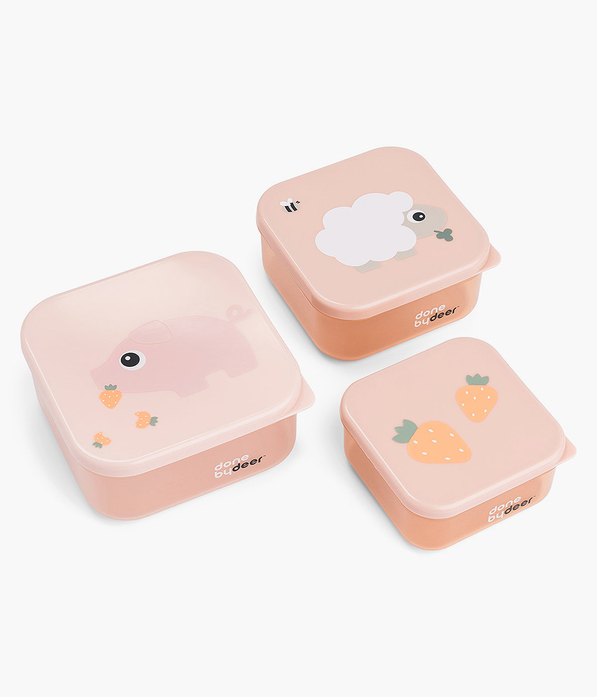 Done by Deer Pack Caixas para Snacks Tiny Farm 3pc - Rosa