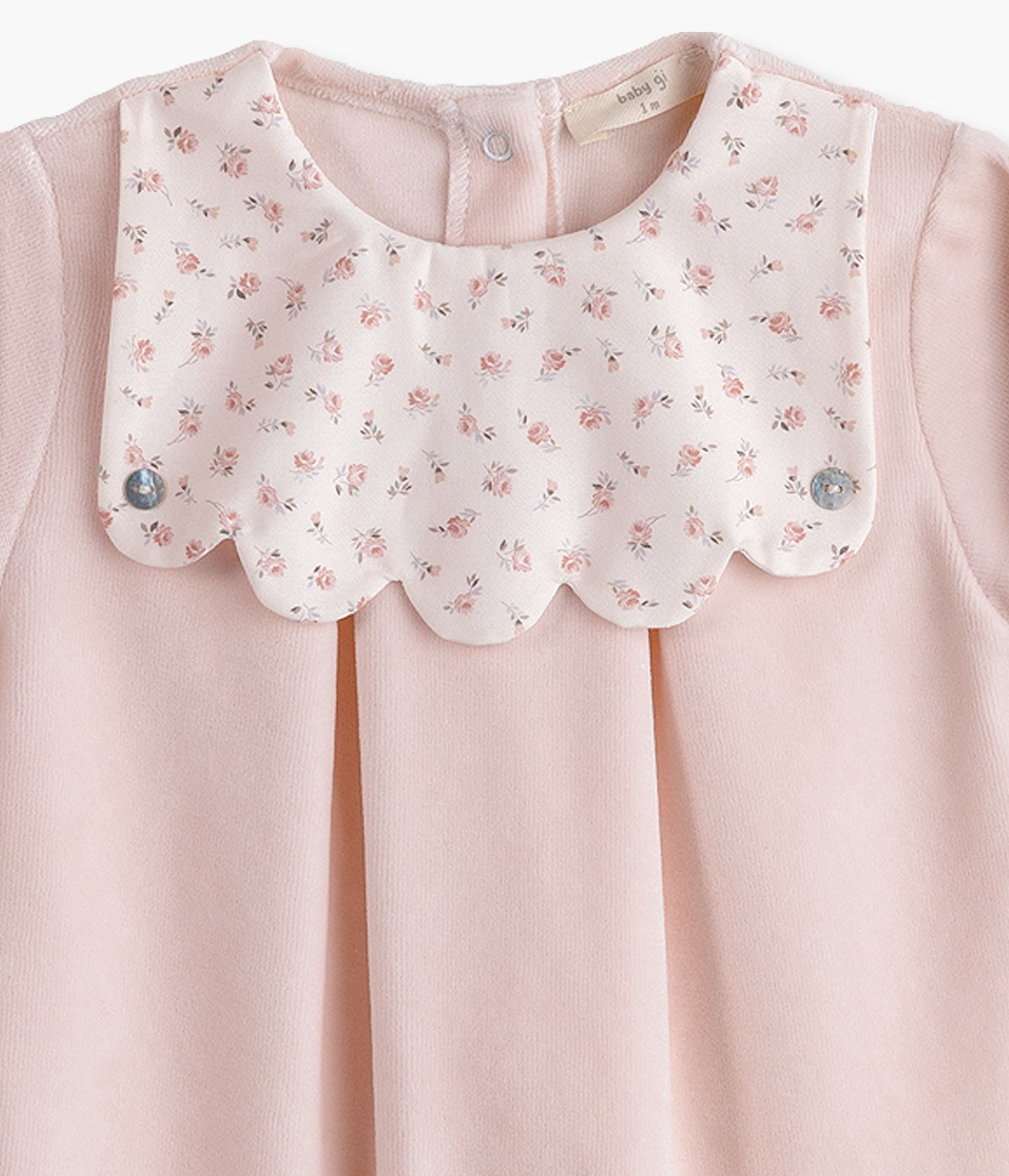 Babygrow em Veludo para Bebé Menina Floral - Rosa