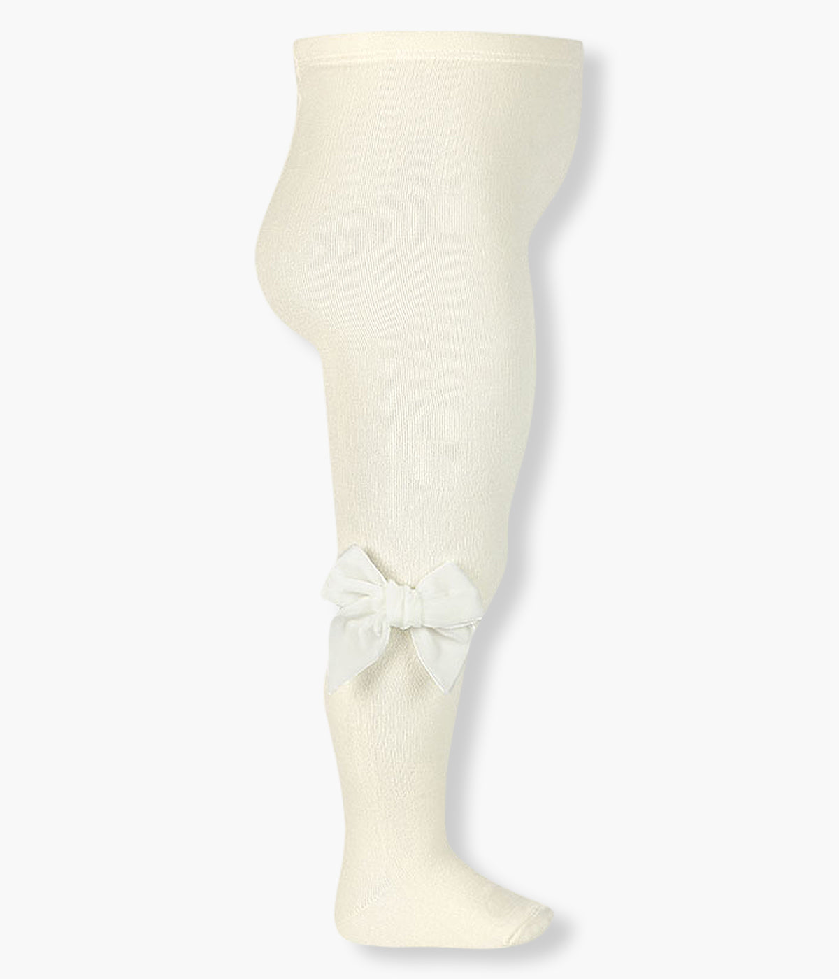 Collants Lisos em Algodão Laço Veludo Cóndor Bebé - Pérola