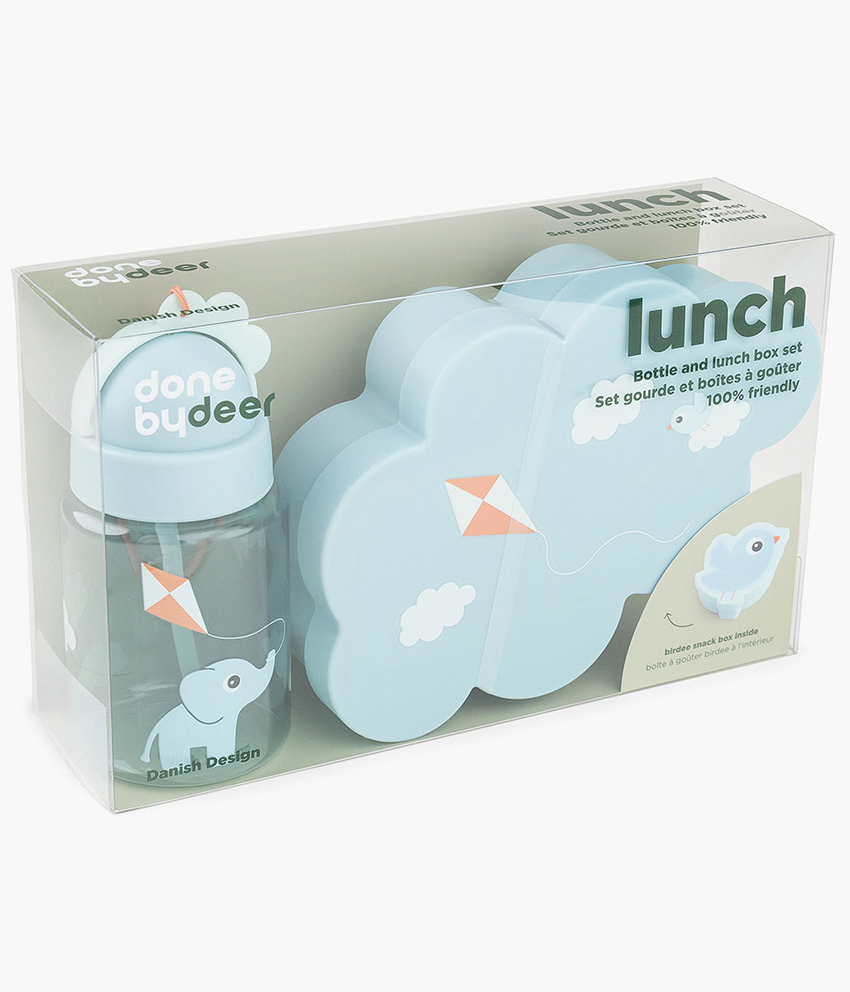 Done by Deer Lancheira com Caixa Snacks e Garrafa 3pc - Azul