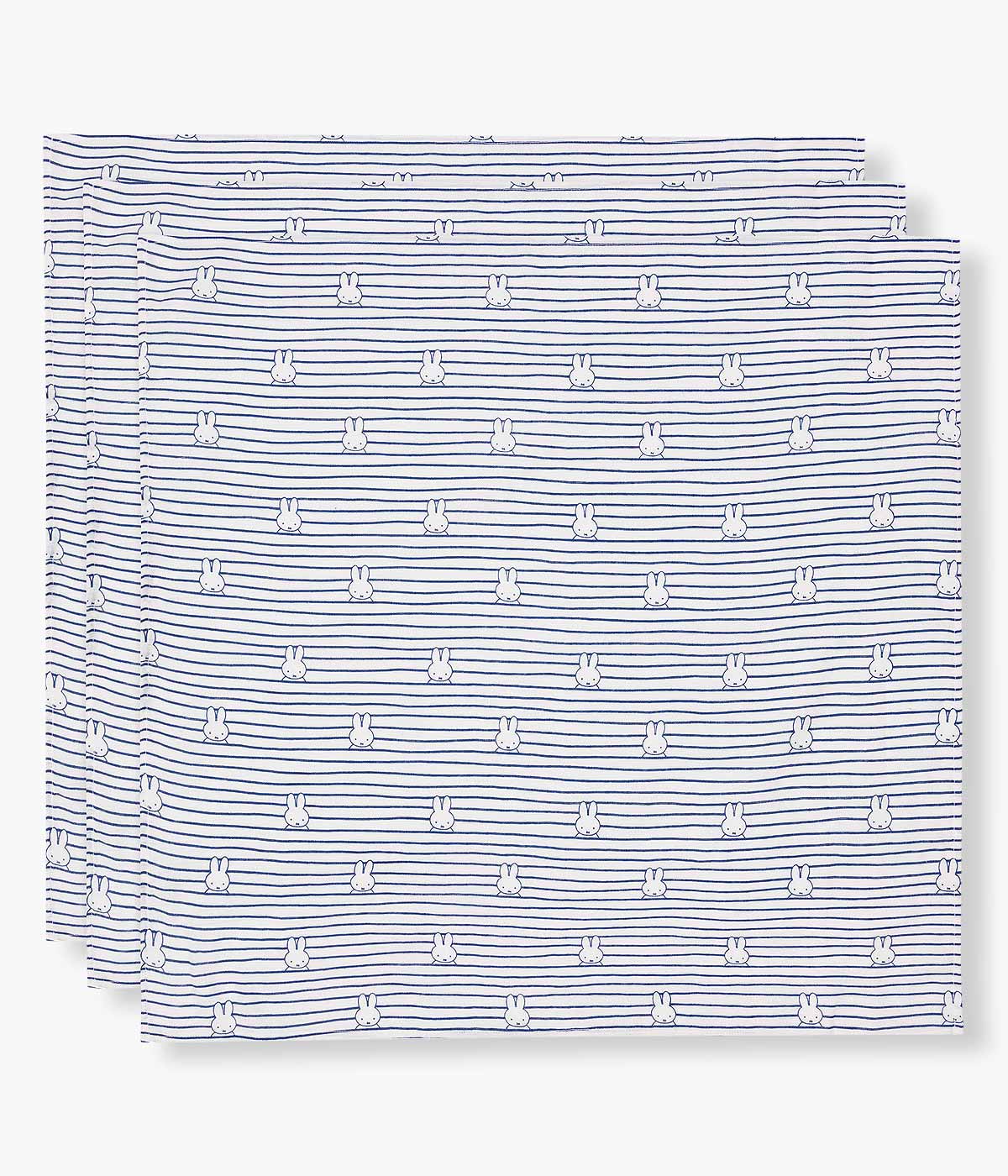 Jollein x Miffy Pack 3 Fraldas Musselina Algodão - Azul