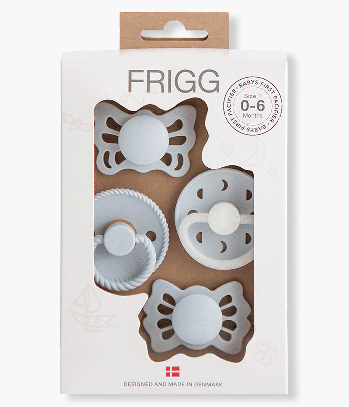 Frigg Pack Primeira Chupeta Powder Blue 4 Tetinas Diferentes - Azul