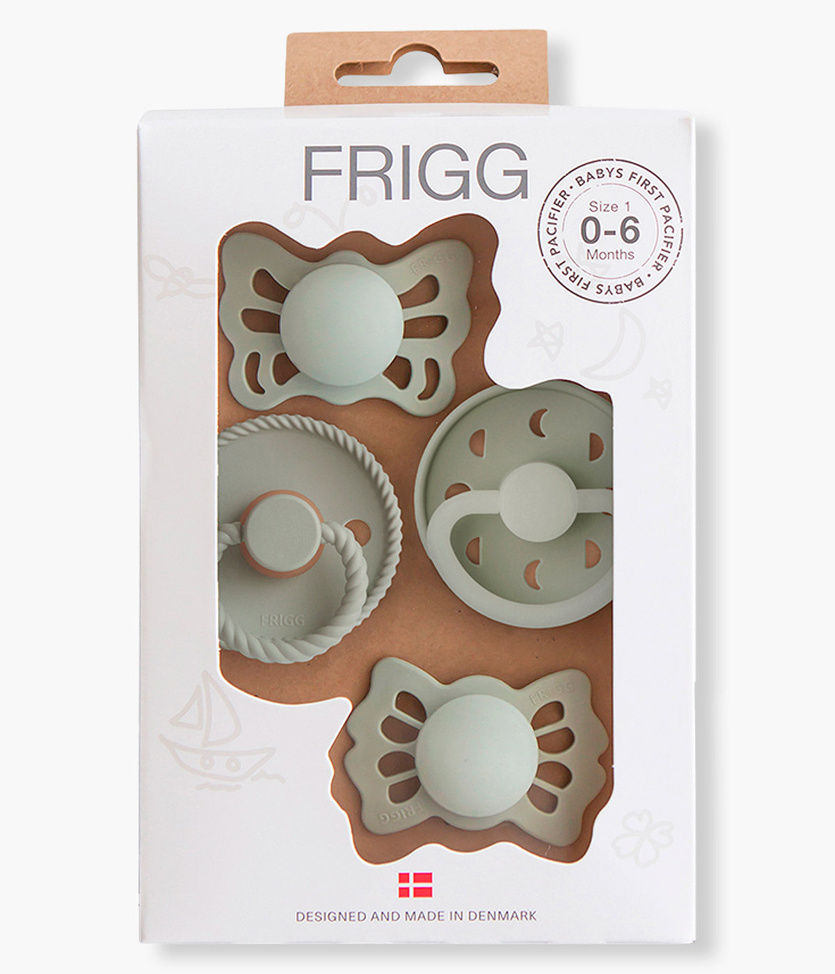 Frigg Pack Primeira Chupeta Sage 4 Tetinas Diferentes - Verde