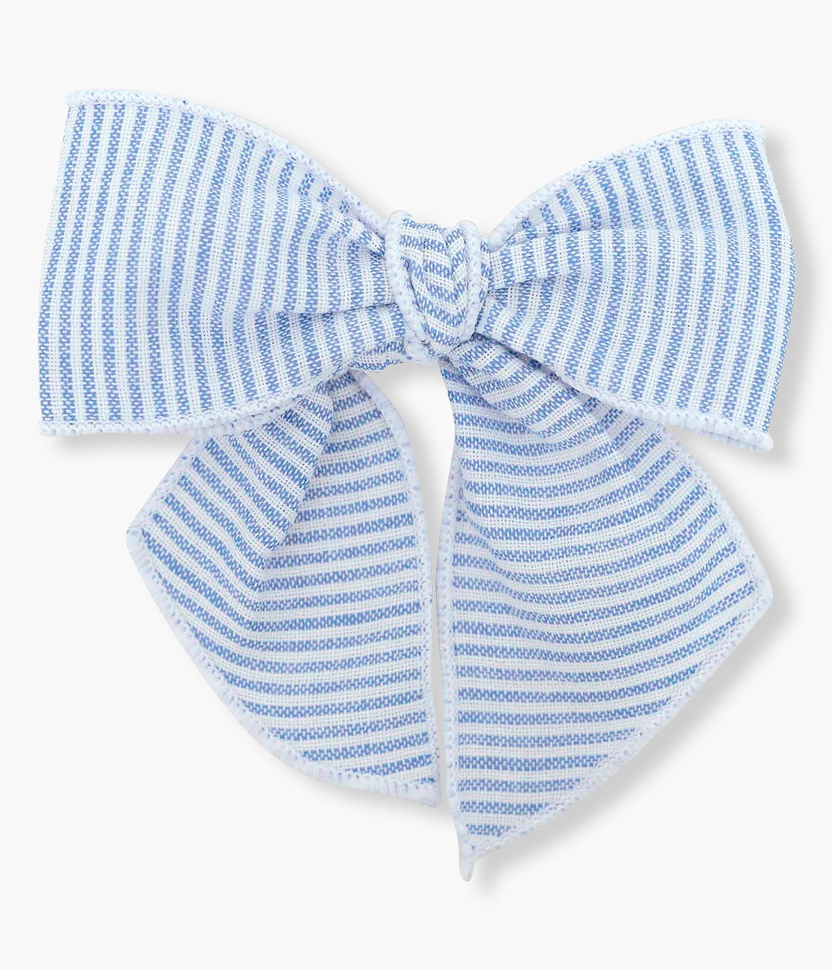 Gancho de cabelo com laço com padrão riscas brancas e azuis da Calamaro Baby para bebé menina e recém-nascida.