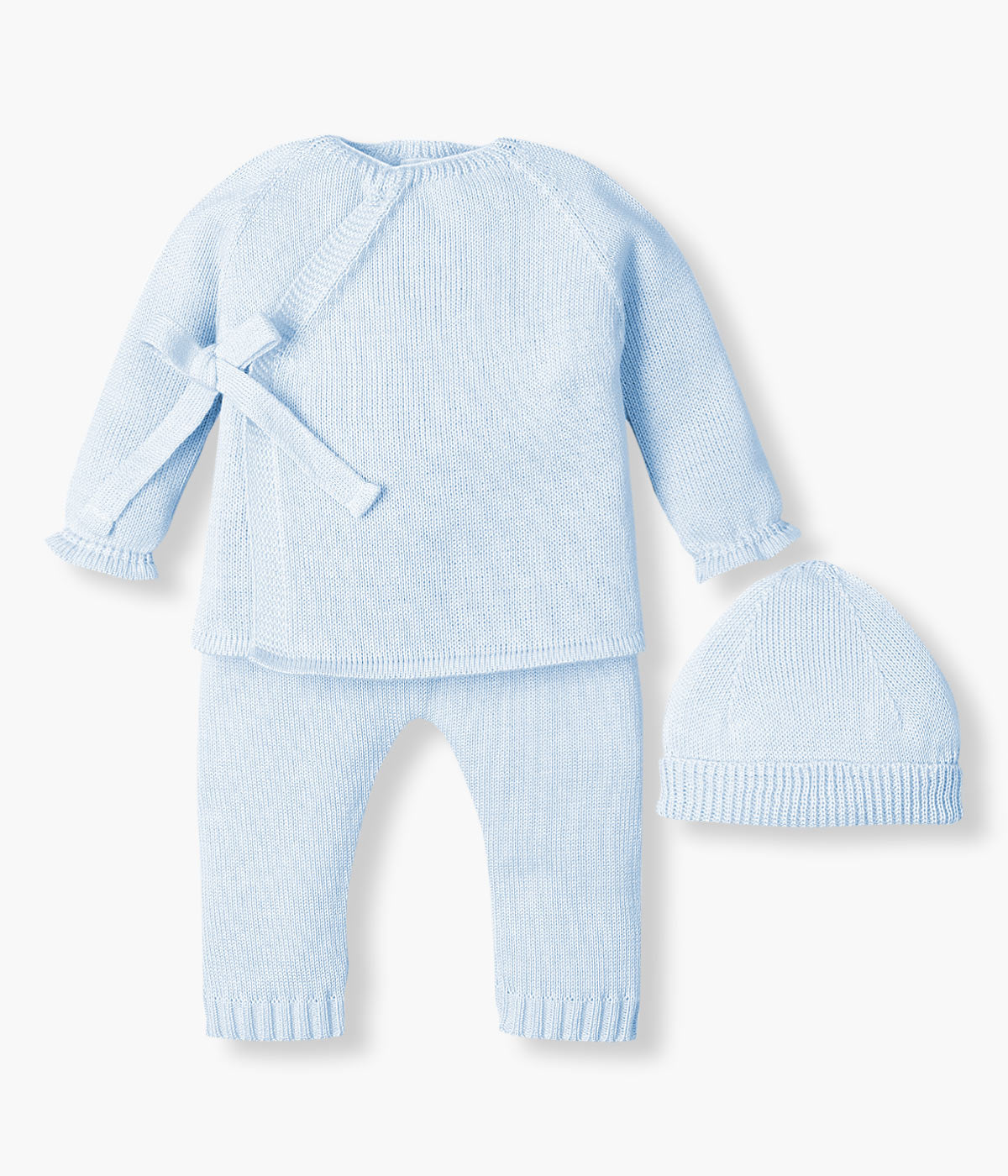 Conjunto de Malha Trespasse Laço para Bebé 3pc - Azul