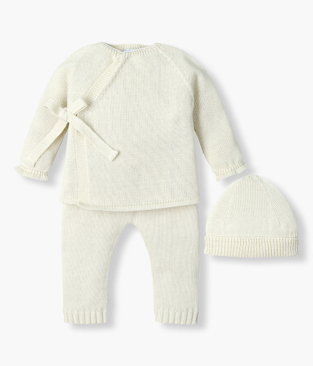 Conjunto de Malha Trespasse Laço para Bebé 3pc - Pérola