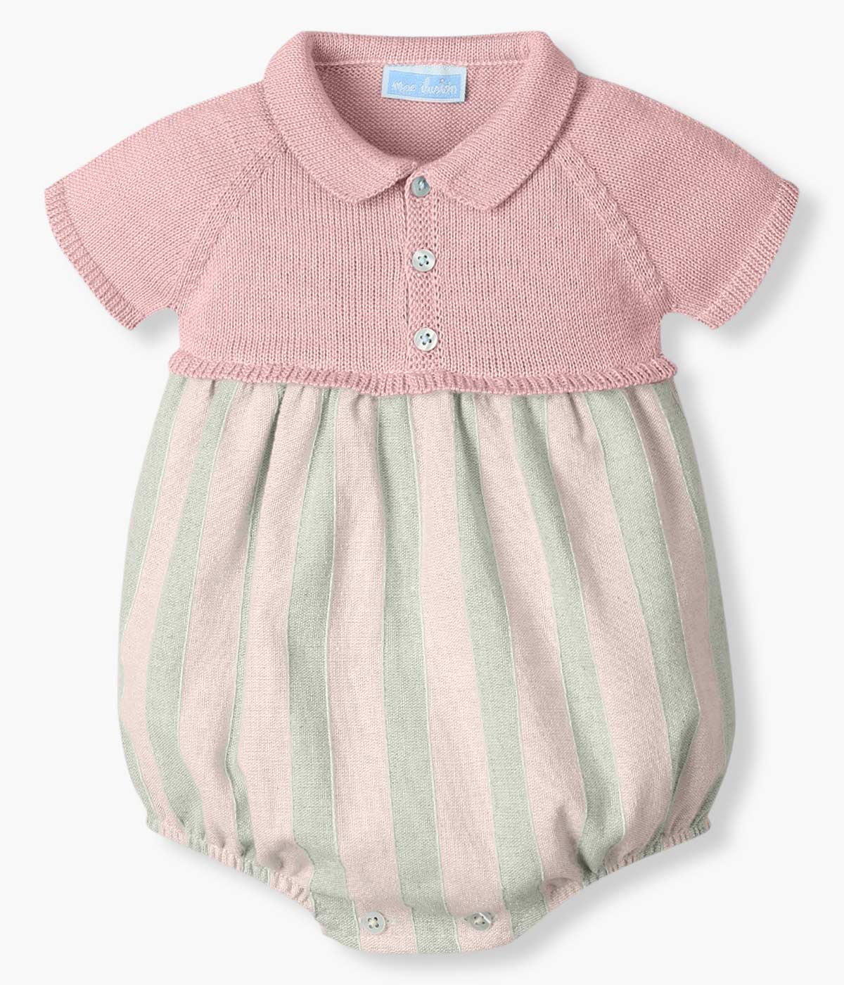 Fofo em Algodão e Linho para Bebé Menina Riscas - Rosa