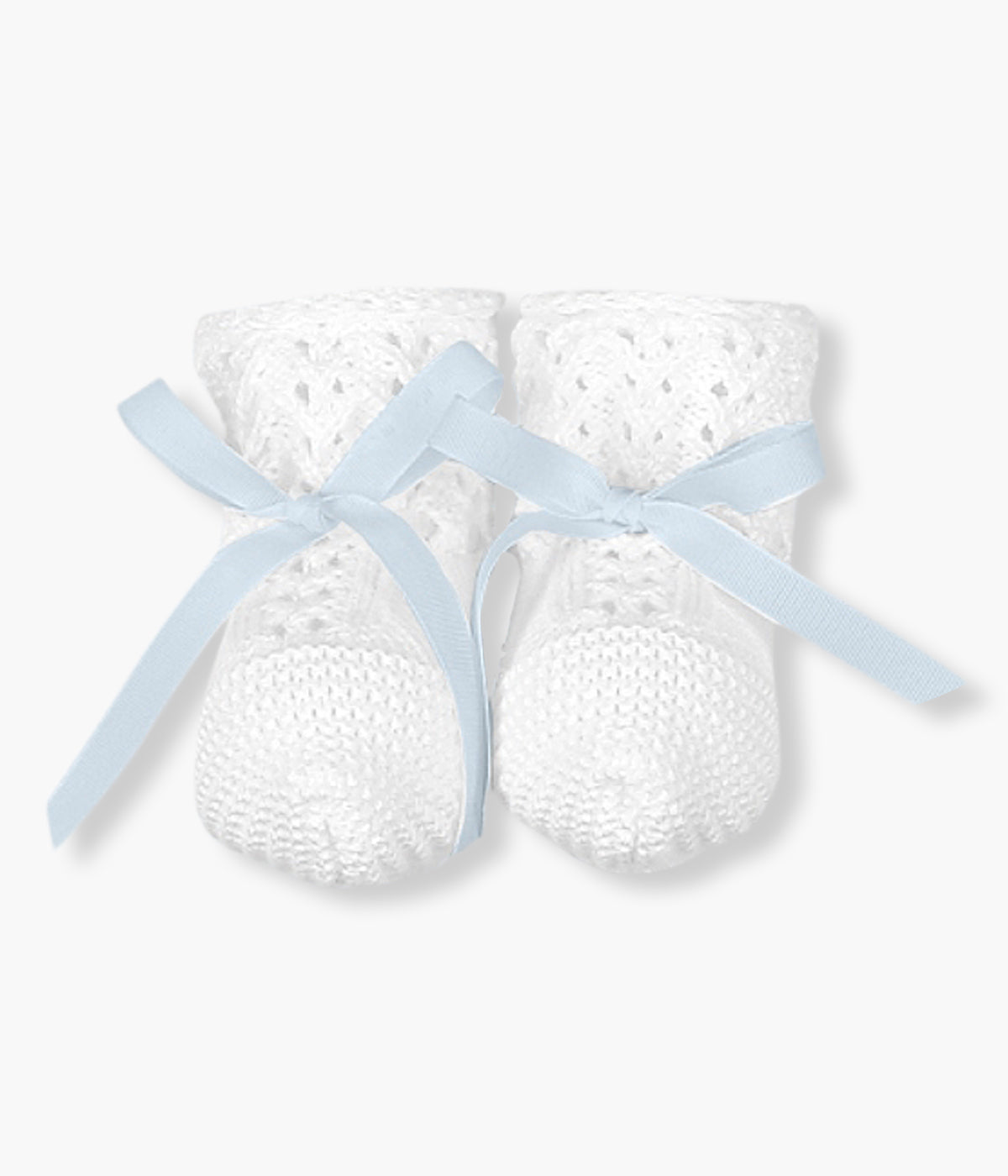 Carapins em Malha com Laço para Bebé - Branco e Azul