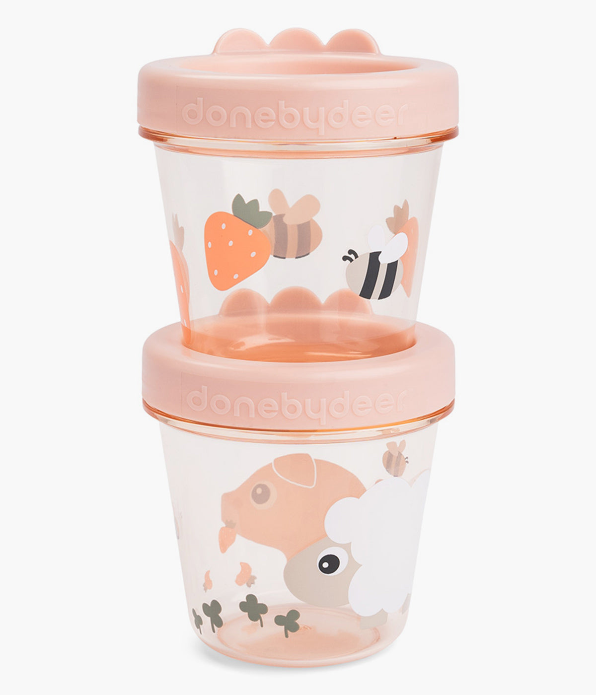 Done by Deer Pack Recipientes Herméticos Tiny Farm 2pc - Rosa