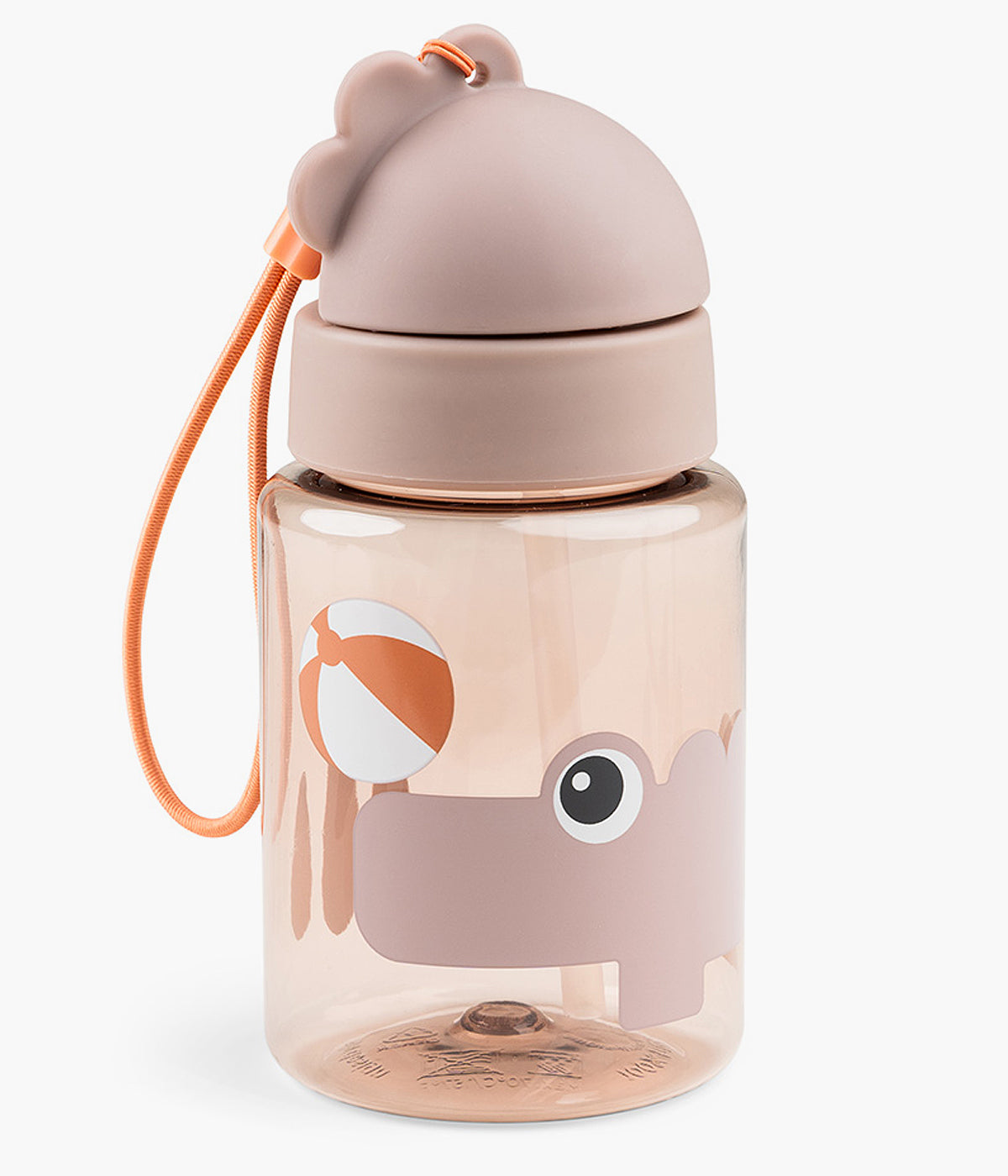 Garrafa com palhinha Done By Deer Playground de 280ml, perfeita para acompanhar a bebé para todo o lado! Com um design prático e divertido, esta garrafa transparente decorada com o crocodilo Croco e com tampa rosa, torna-se o acessório ideal para manter o bebé hidratado ao longo do dia.