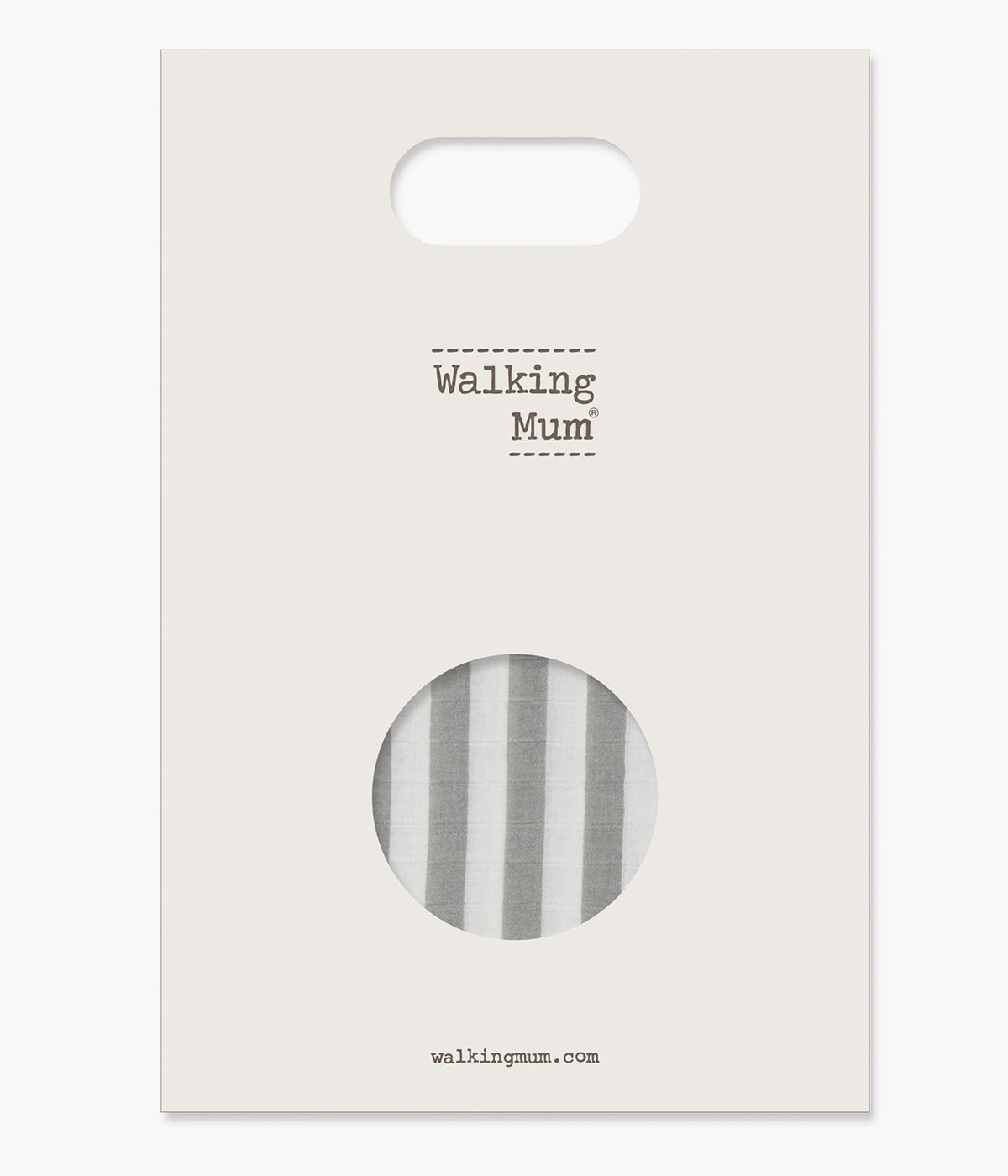 Swaddle musselina em bambu Walking Mum Sintra para bebé. Macia e delicada fralda com padrão riscas em tons de verde e bege com as dimensões de 115x115cm. Prática musselina com diversas utilizações tais como: swaddling, apoio à amamentação ou fresco cobertor.