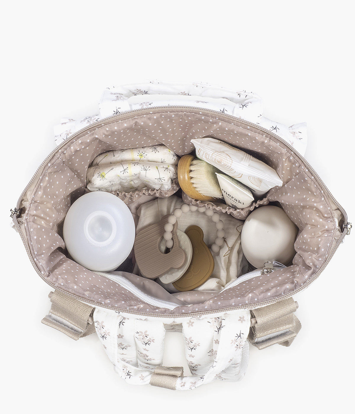 Mochila de Maternidade Walking Mum Botton Flowers - Pérola