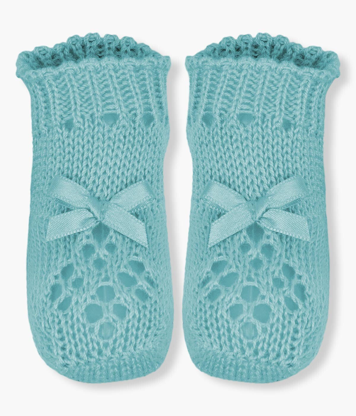 Carapins de Malha com Laço para Bebé - Azul Turquesa