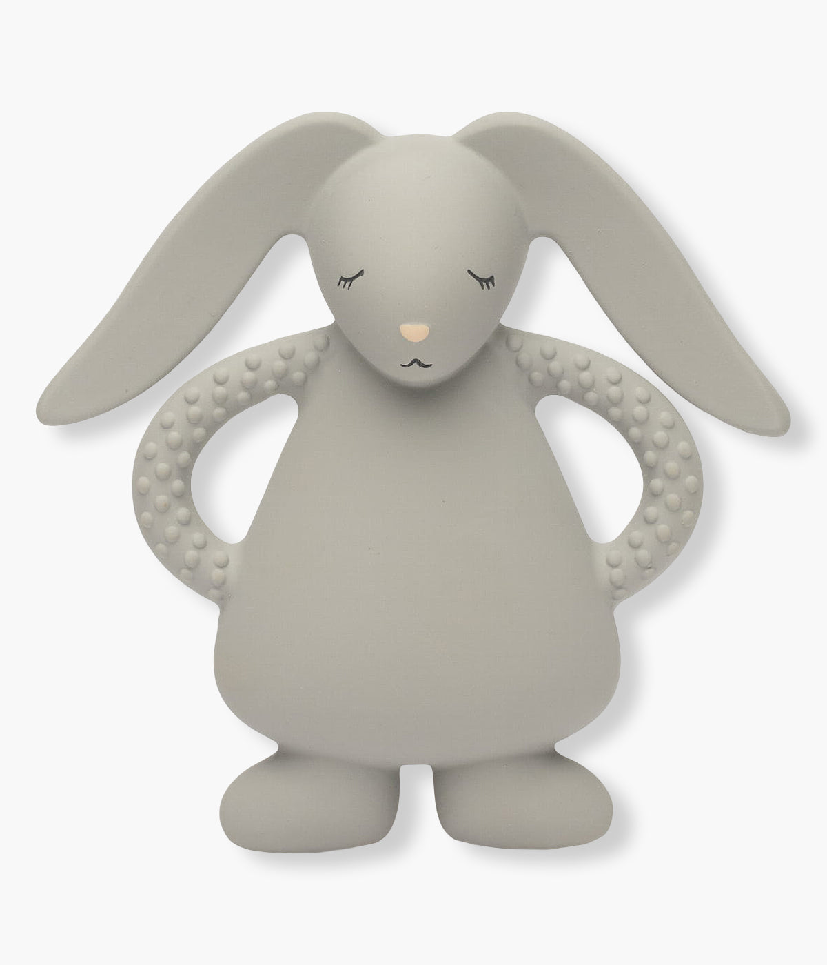Mordedor Moonie gray em borracha natural com design ergonómico e seguro para bebés com formato de coelho.