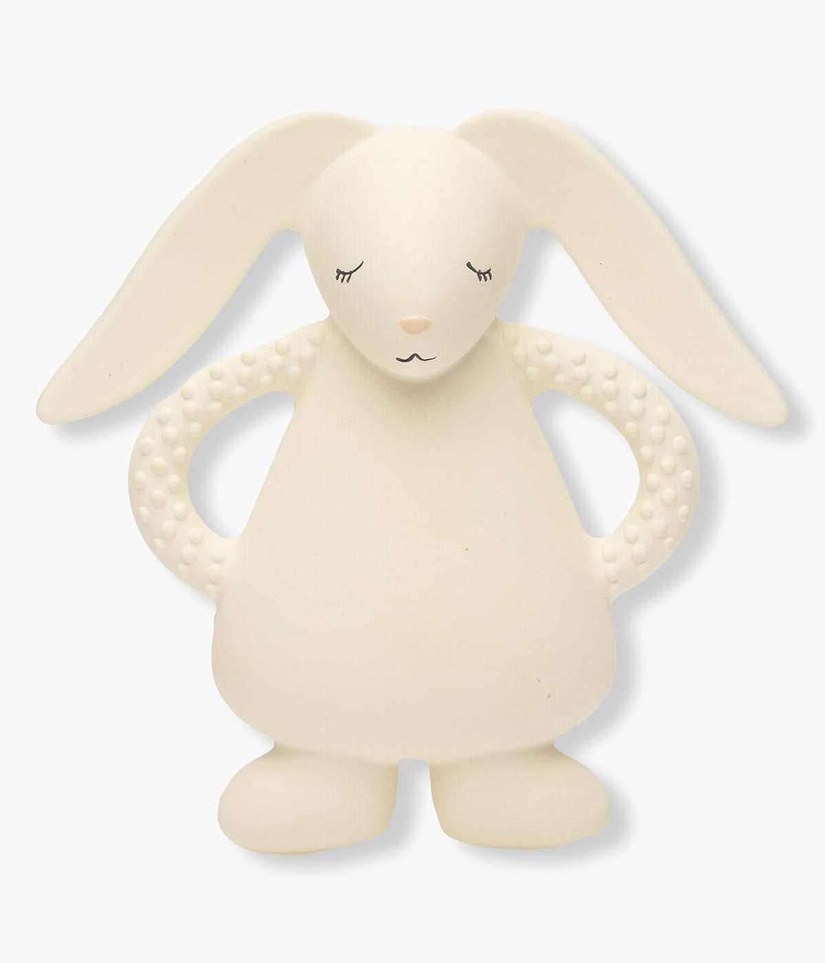 Mordedor Moonie cream em borracha natural com design ergonómico e seguro para bebés com formato de coelho.