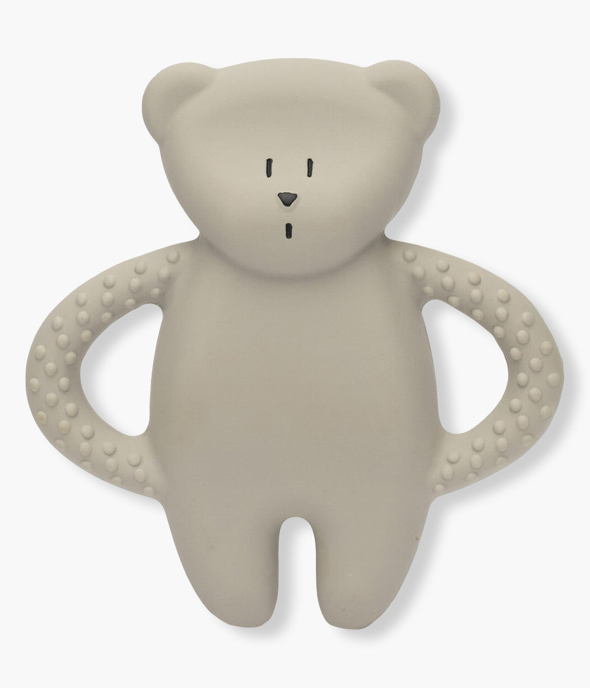 Mordedor Moonie gray em borracha natural com design ergonómico e seguro para bebés.