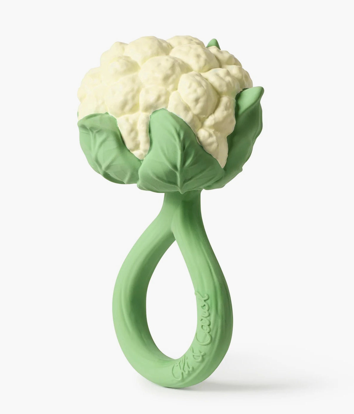 Mordedor e chocalho em borracha natural para bebé Cauliflower da Oli&Carol.