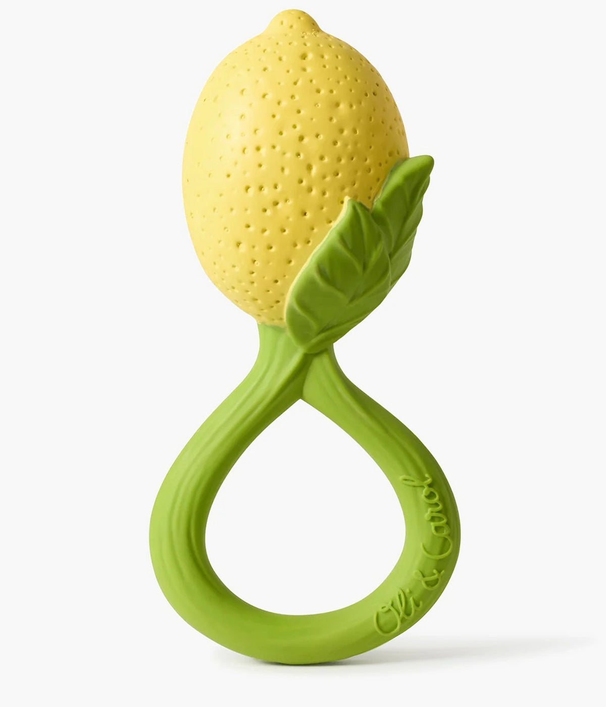 Mordedor e chocalho em borracha natural para bebé Lemon da Oli&Carol. Mais do que um simples mordedor, este brinquedo sensorial em forma de limão é uma fusão perfeita entre natureza, design e funcionalidade. Criado em colaboração com otorrinolaringologistas certificados, foi desenvolvido para oferecer estímulos auditivos suaves e seguros, enquanto proporciona alívio eficaz às gengivas do bebé durante a fase da dentição.