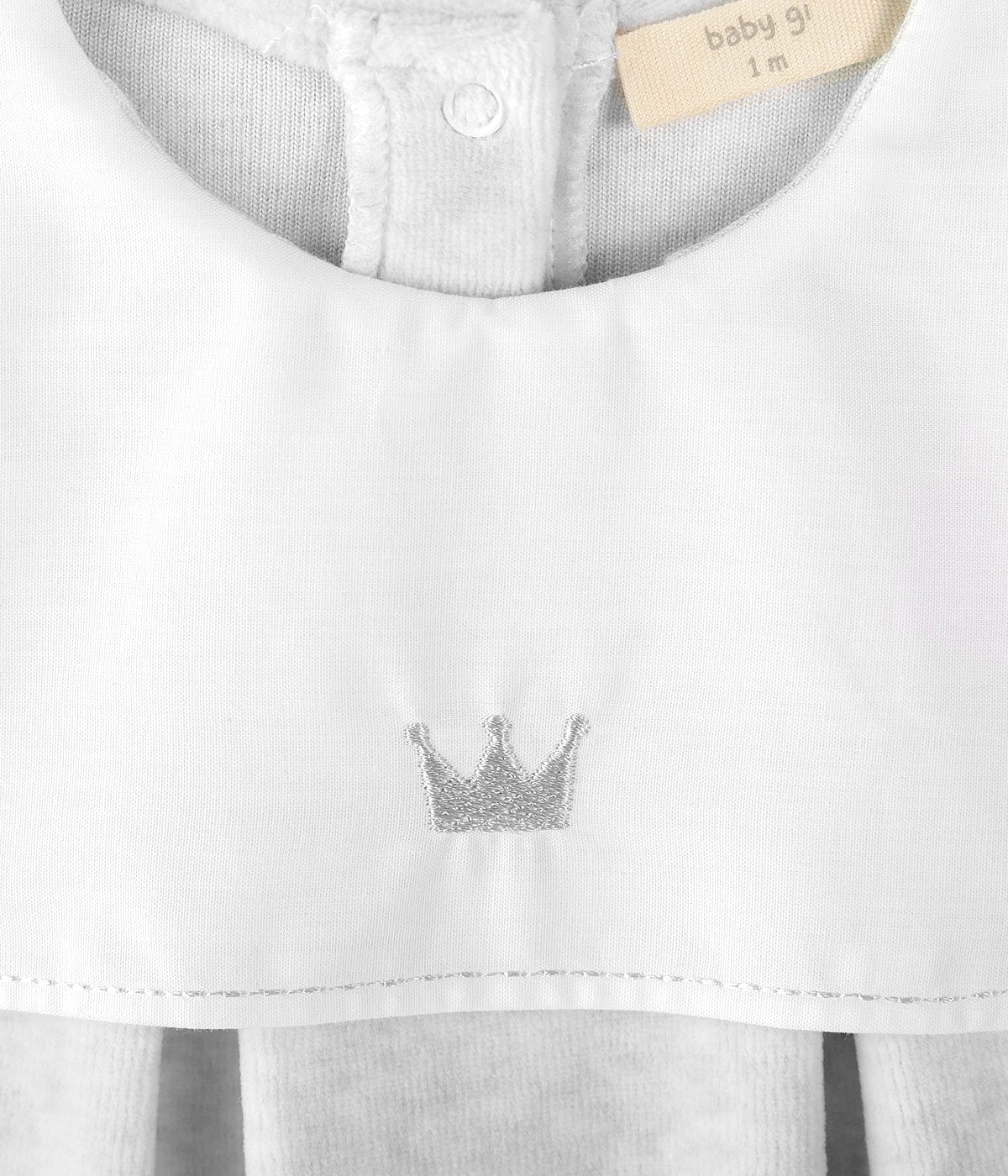 Babygrow em Veludo Coroa para Bebé - Cinza