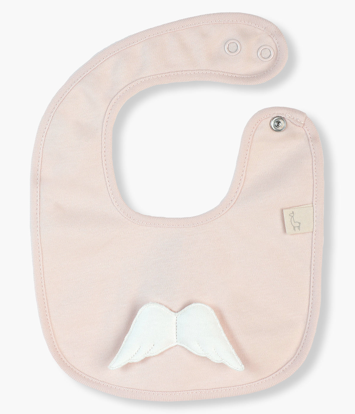Babete impermeável nude da Baby Gi para bebé menina e recém-nascida, 100% algodão. Detalhe asas de anjo em branco na frente.