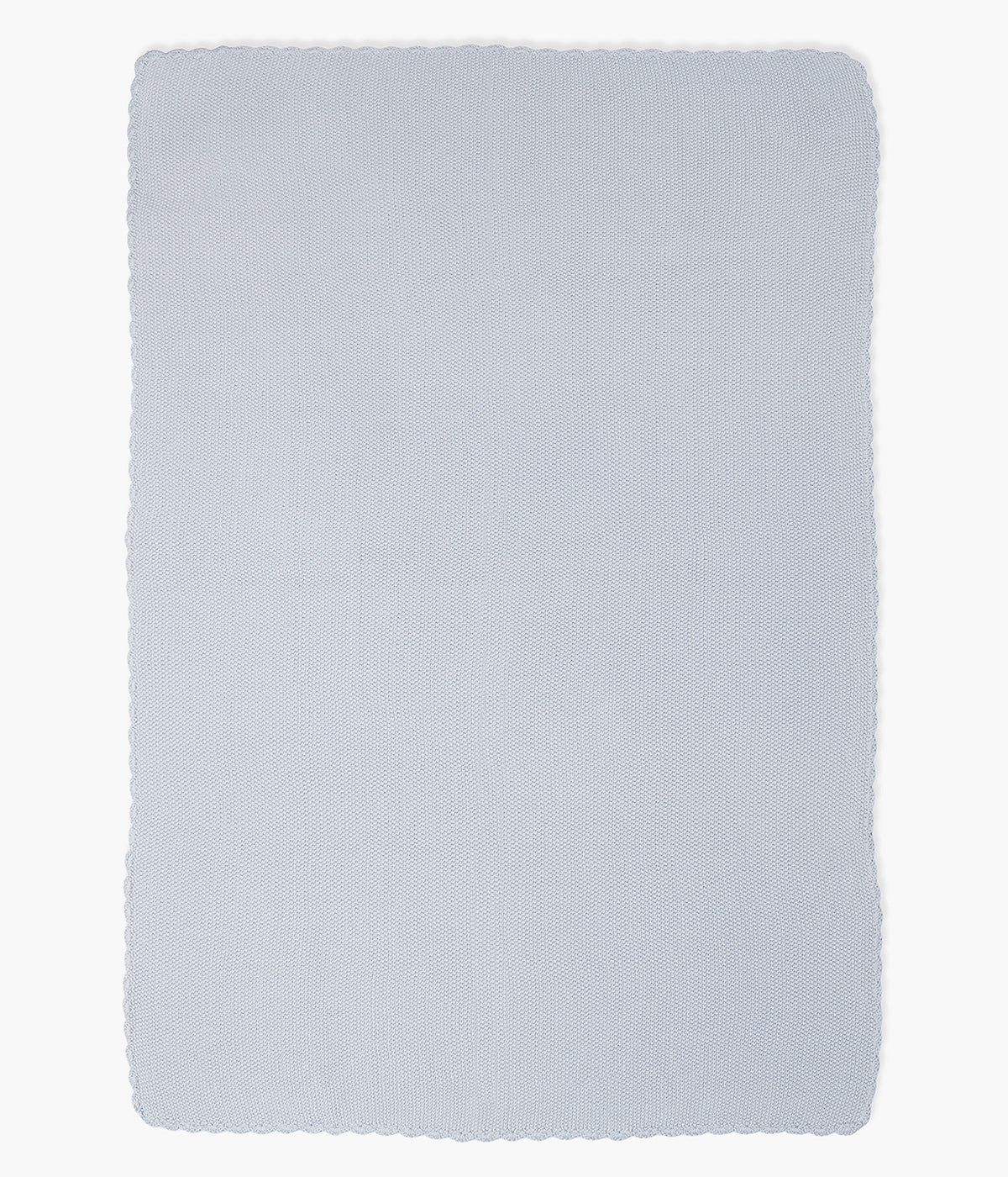 Manta de malha em algodão tricot azul da Pasito a Pasito para bebé menino e recém-nascido com rebordo ondulado.