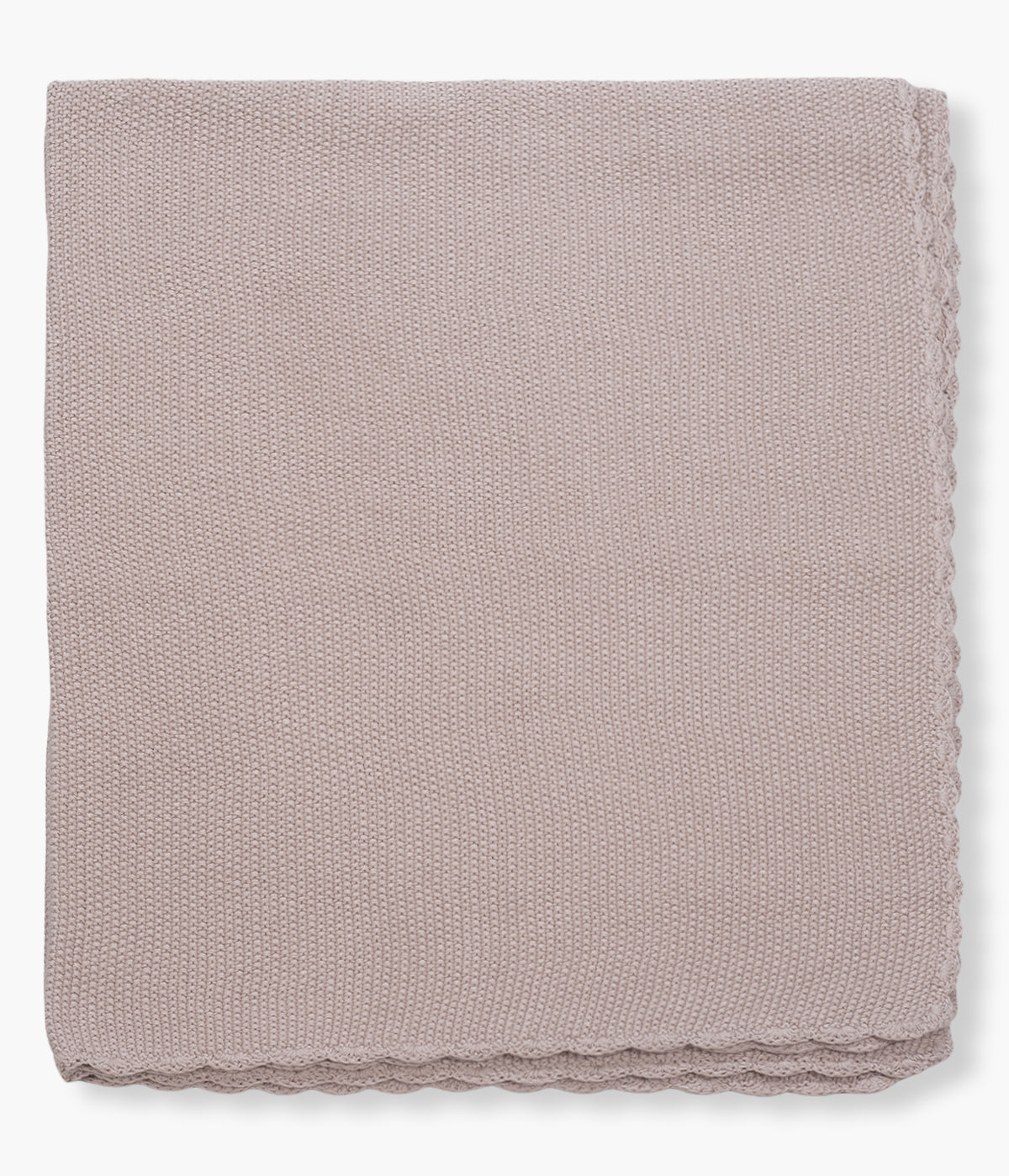 Manta de malha em algodão tricot rosa-velho da Pasito a Pasito para bebé menina e recém-nascida com rebordo ondulado.