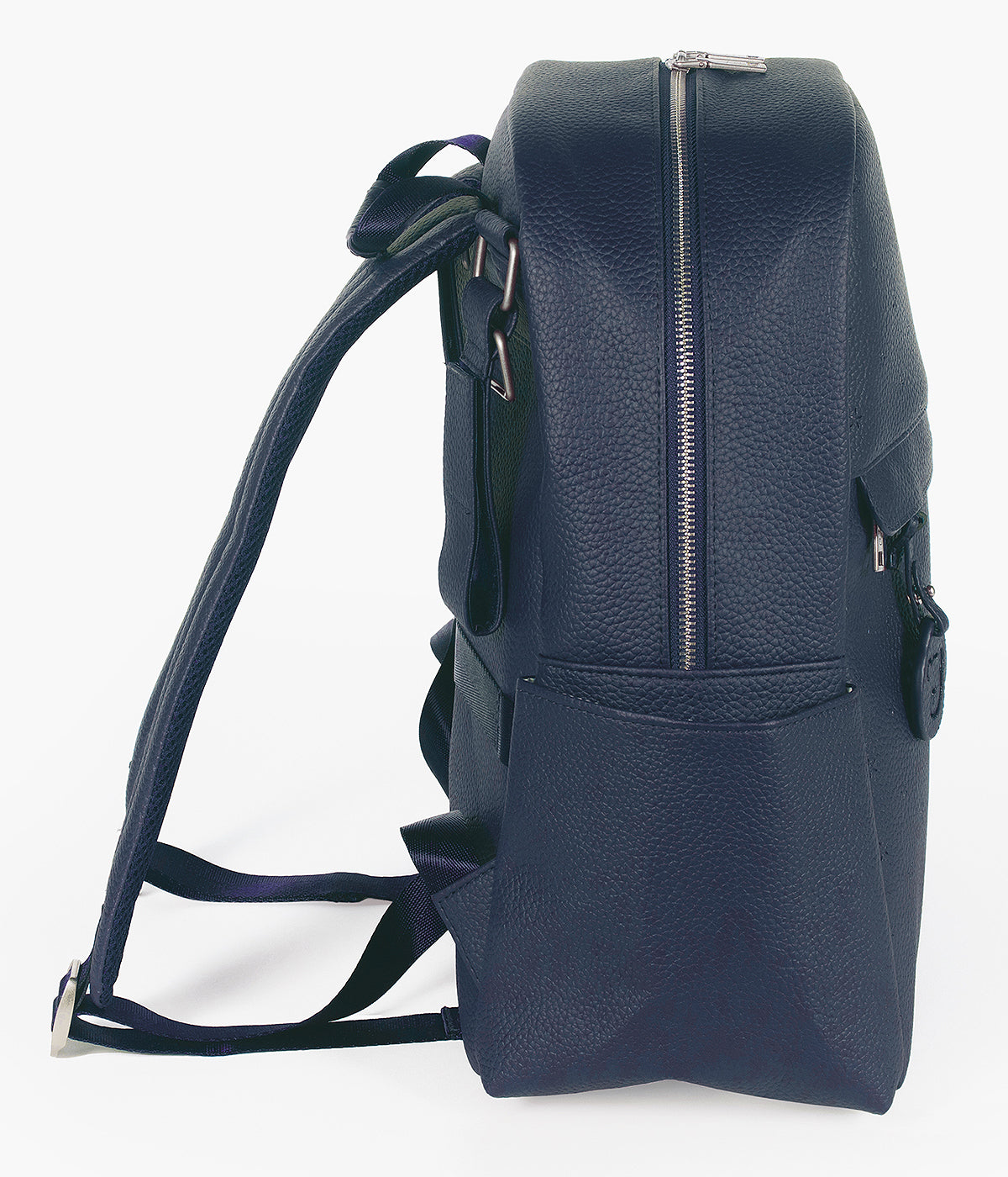 Mochila de Maternidade Pasito a Pasito New London Blue em polipele de cor azul-marinho vista de lado.