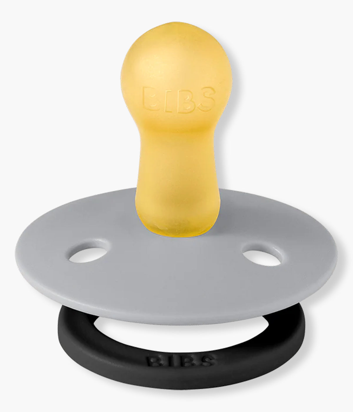 Pack de 2 chupetas Studio Colour Fusion Iron Cloud Mix com tetina redonda em borracha 100% natural. Conjunto composto por 1 chupeta cinza (iron) e 1 chupeta cinza-escuro (iron).