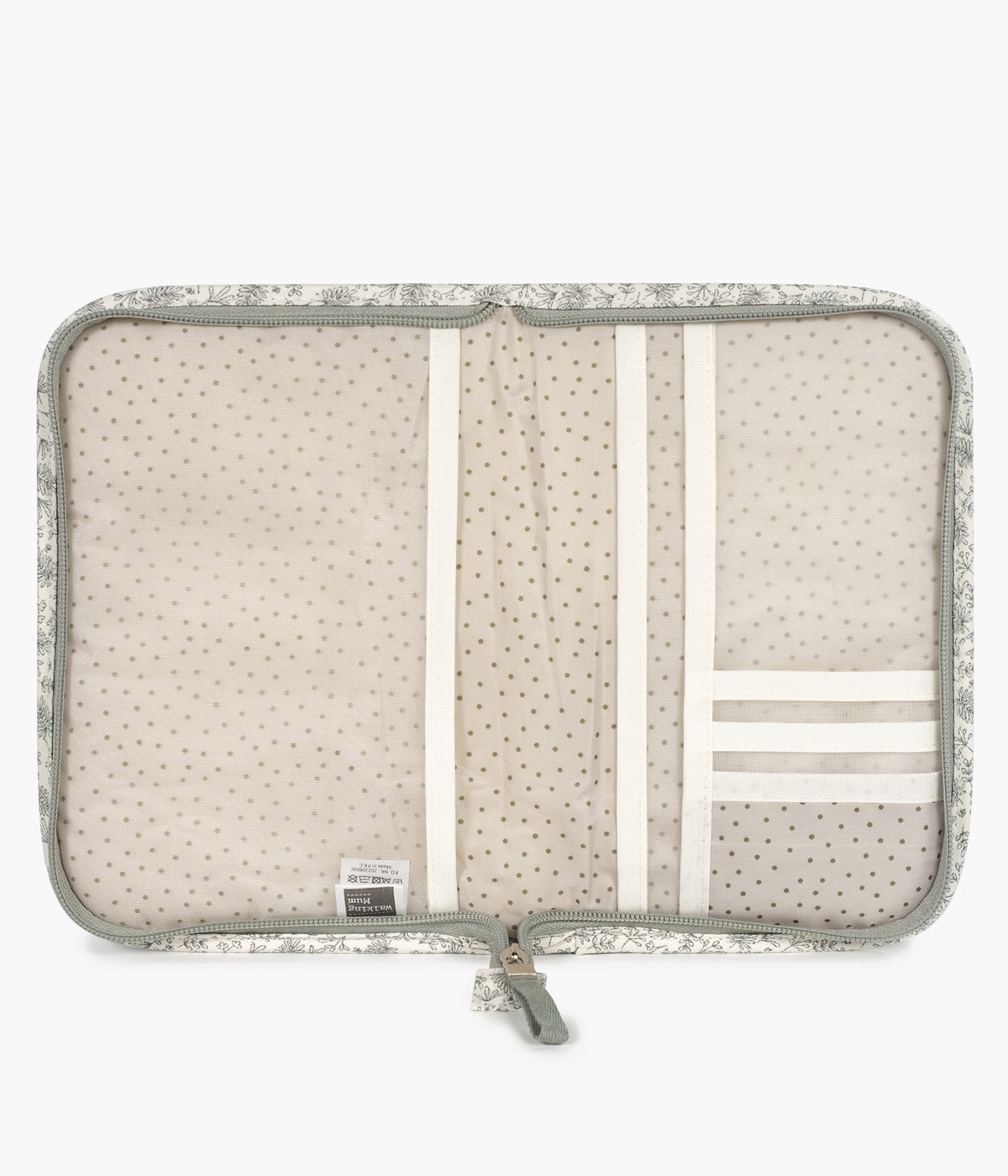 Porta documentos Walking Mum Gala Mint aberto com divisórias visiveis.