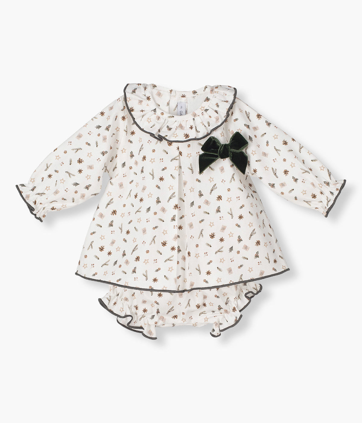 Conjunto em Algodão para Bebé Menina Natal 2pc - Branco