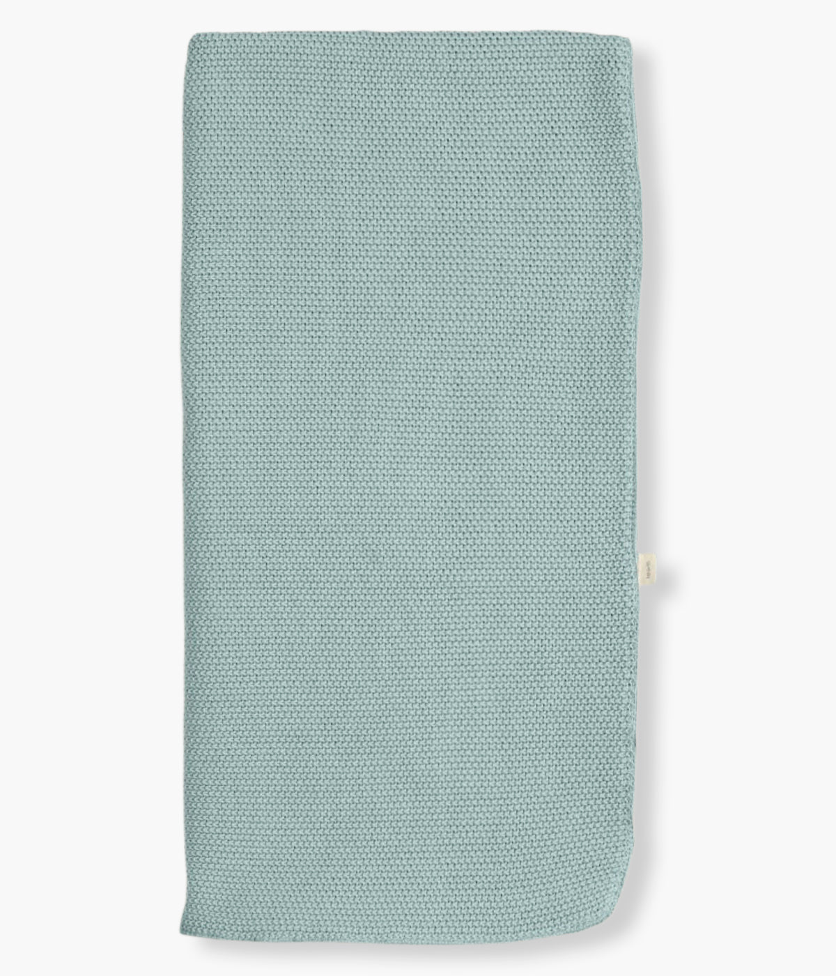 Manta em malha de algodão orgânico verde da Mini Mooi para bebé e recém-nascido(a). Delicada e respirável manta de formato retangular com malha tricotada.