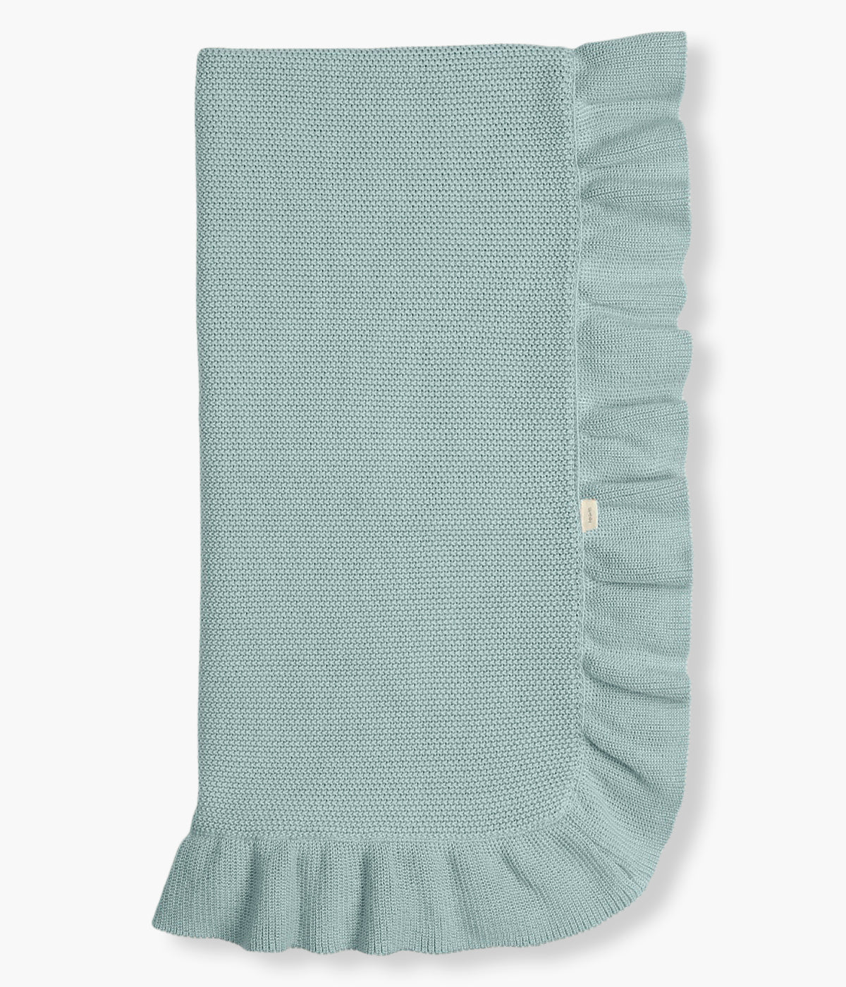 Manta em malha de algodão orgânico verde da Mini Mooi para bebé e recém-nascido(a). Delicada e respirável manta de formato retangular com folho a toda a volta.