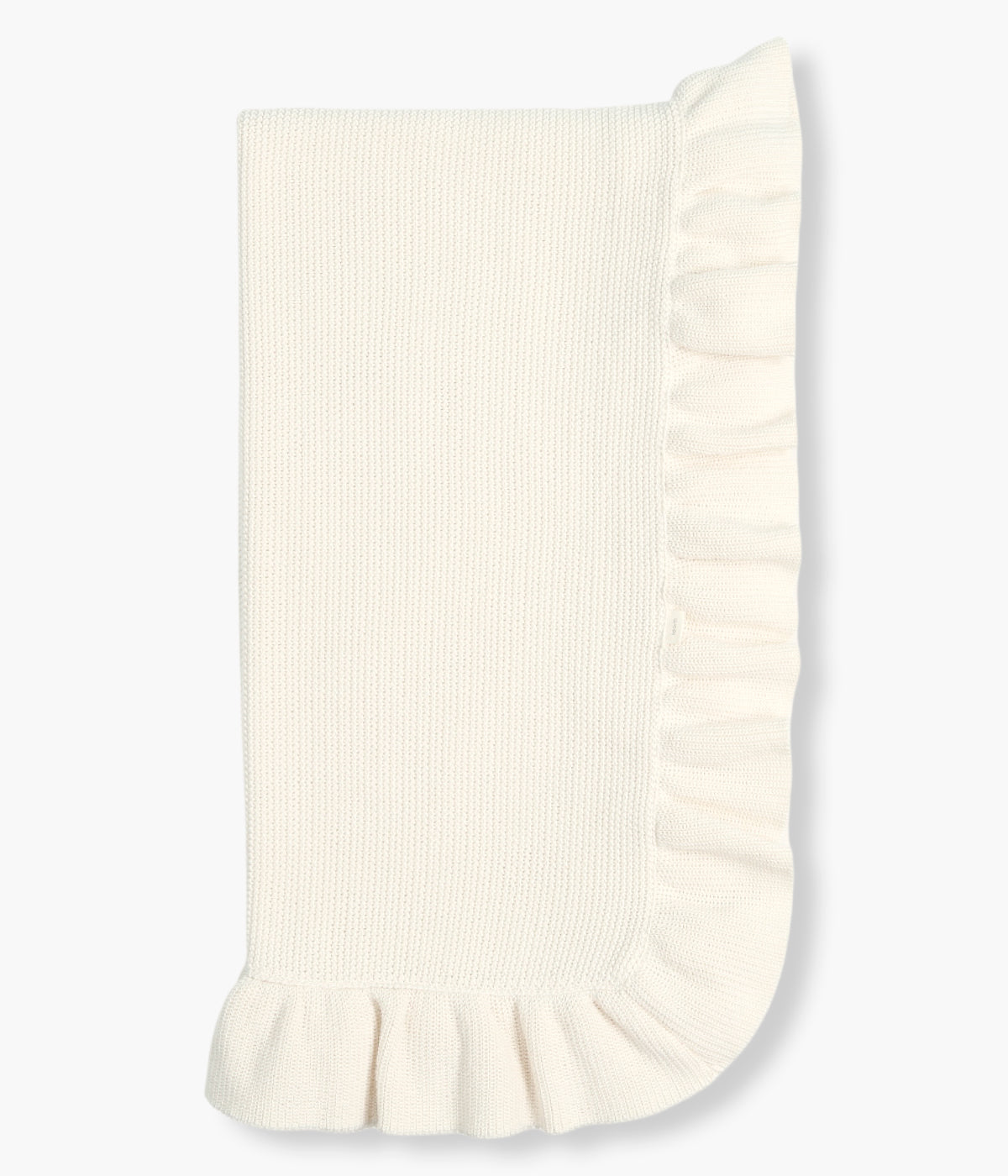 Manta em malha de algodão orgânico pérola da Mini Mooi para bebé e recém-nascido(a). Delicada e respirável manta de formato retangular com malha folho a toda a volta.