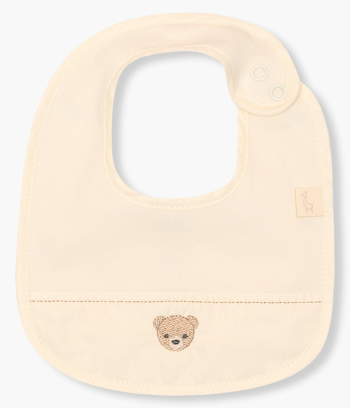 Babete Algodão Impermeável Retangular Urso Bebé - Bege