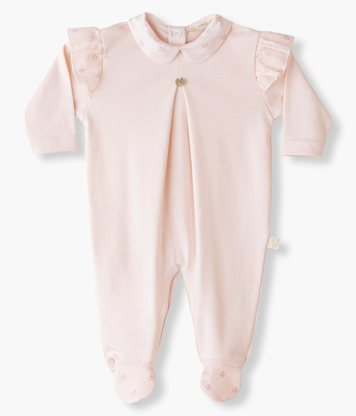 Babygrow em Algodão para Bebé Menina Floral - Rosa