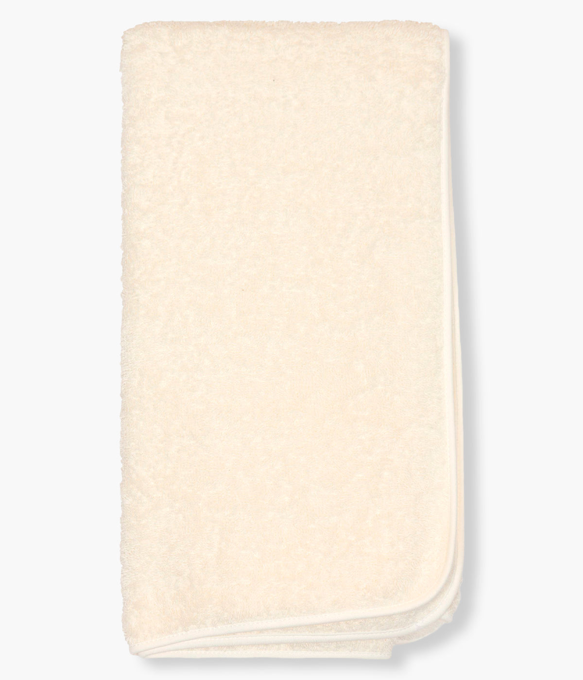 Vista de trás da toalha de banho da Baby Gi para bebé e recém-nascido(a), 100% algodão. Suave e absorvente toalha em turco pérola com carapuço azul no canto com bordado balão de ar quente.