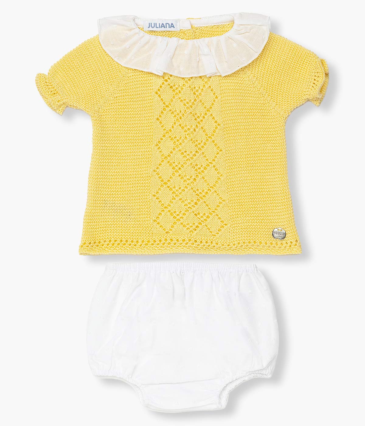 Conjunto em Malha e Algodão Bebé Plumeti 2pc - Amarelo