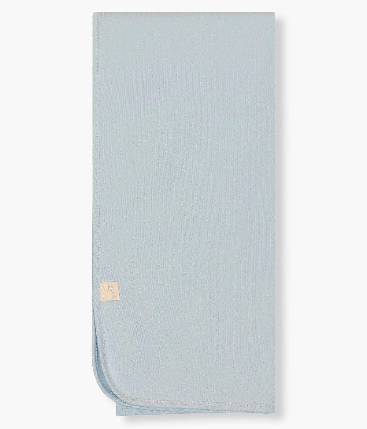 Vista de trás da fralda azul da Baby Gi para bebé e recém-nascido(a), 100% algodão. Delicada fralda com balão de ar quente bordado no canto.