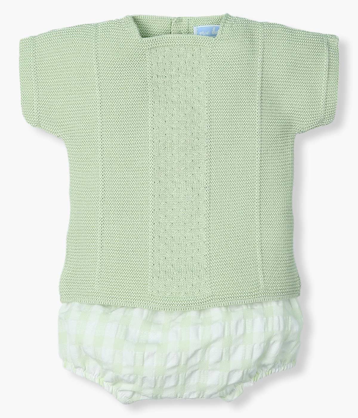 Conjunto de Malha e Algodão para Bebé Xadrez 2pc - Verde