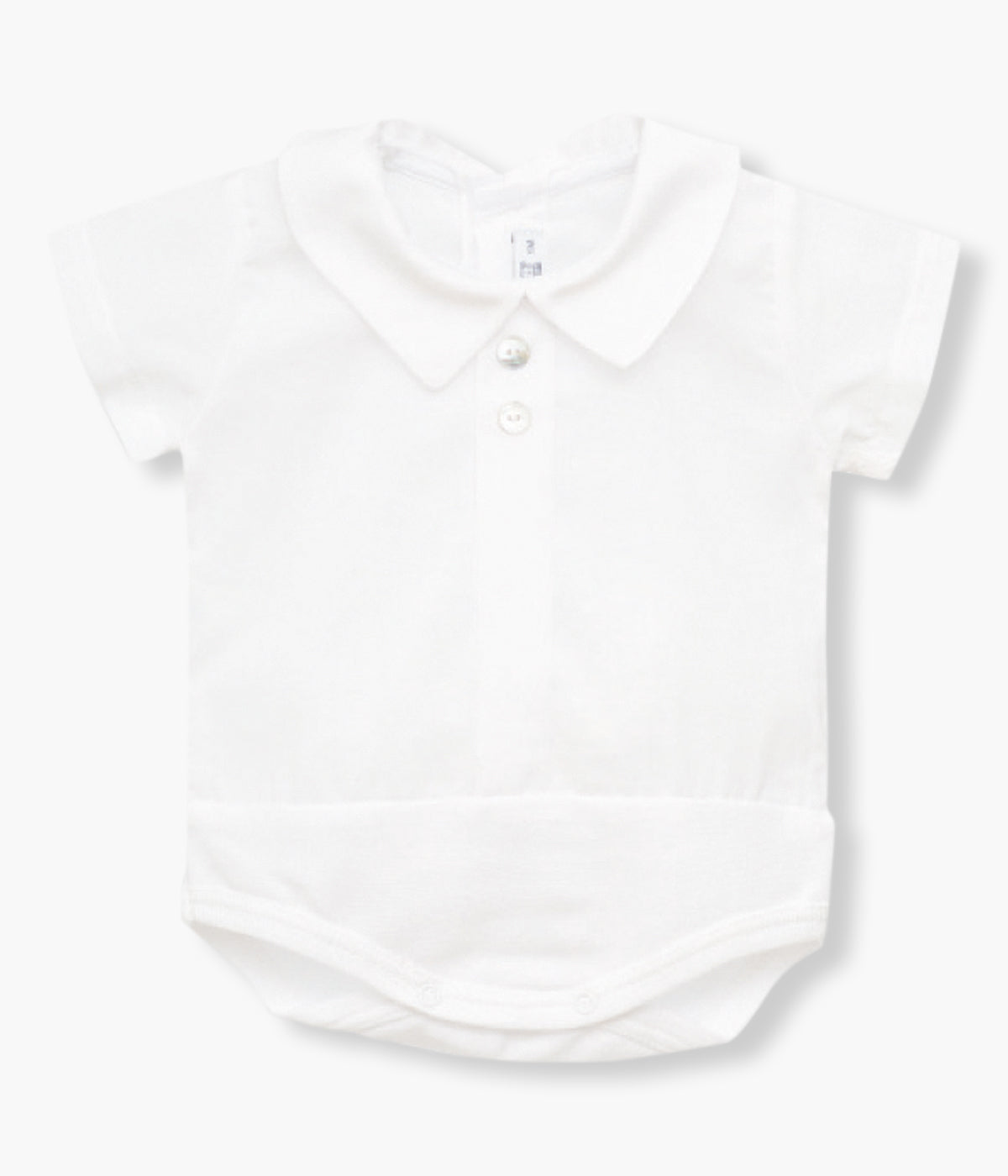 Body Camisa de Manga Curta com Gola para Bebé - Branco