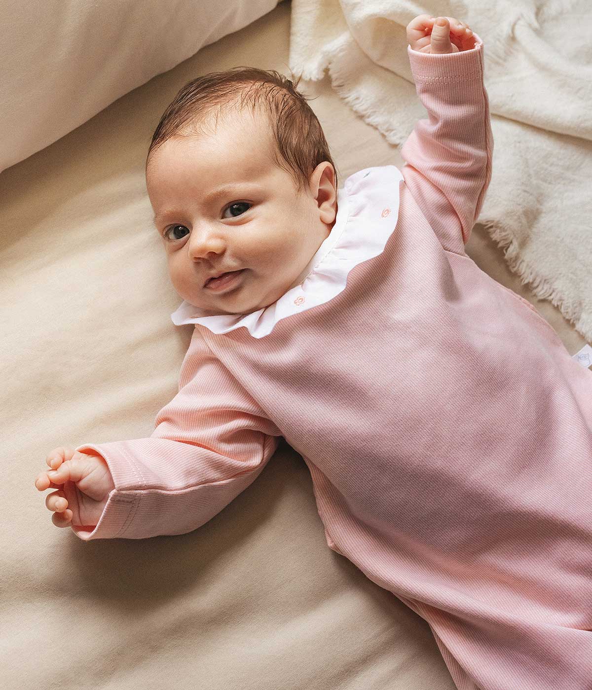 Babygrow em Algodão para Bebé Menina Flores - Salmão