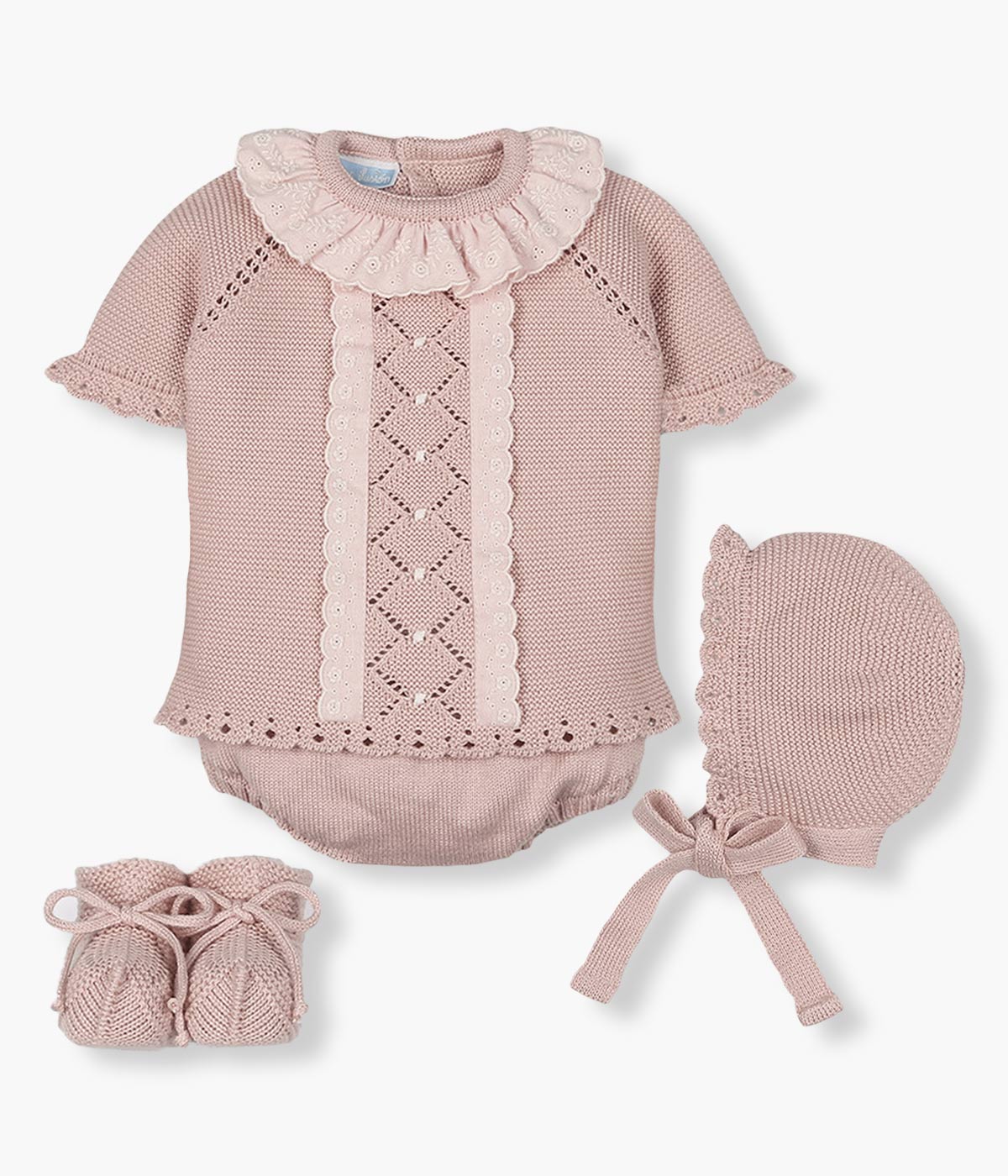 Conjunto em Malha para Bebé Menina 4pc - Rosa Velho