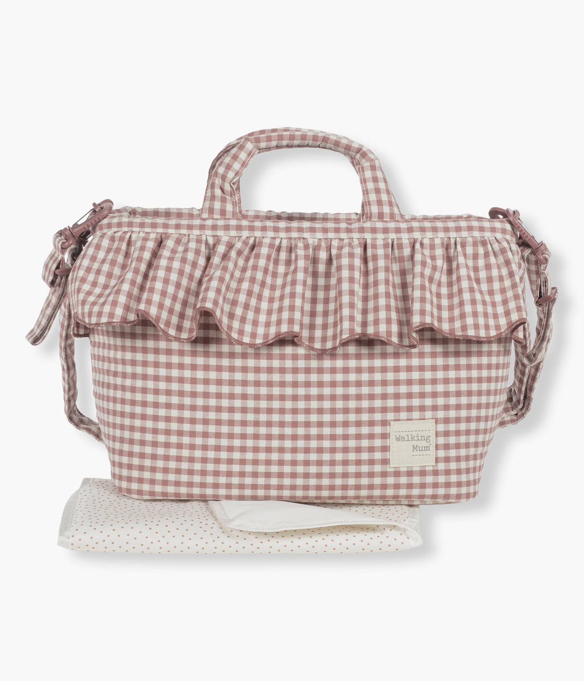 Mala de Maternidade Walking Mum Praliné Vichy Moka vista de frente.