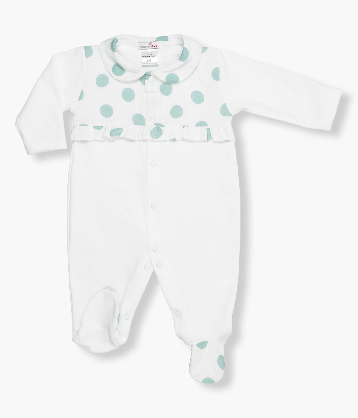 Babygrow em Algodão para Bebé Menina Bolas - Branco e Verde