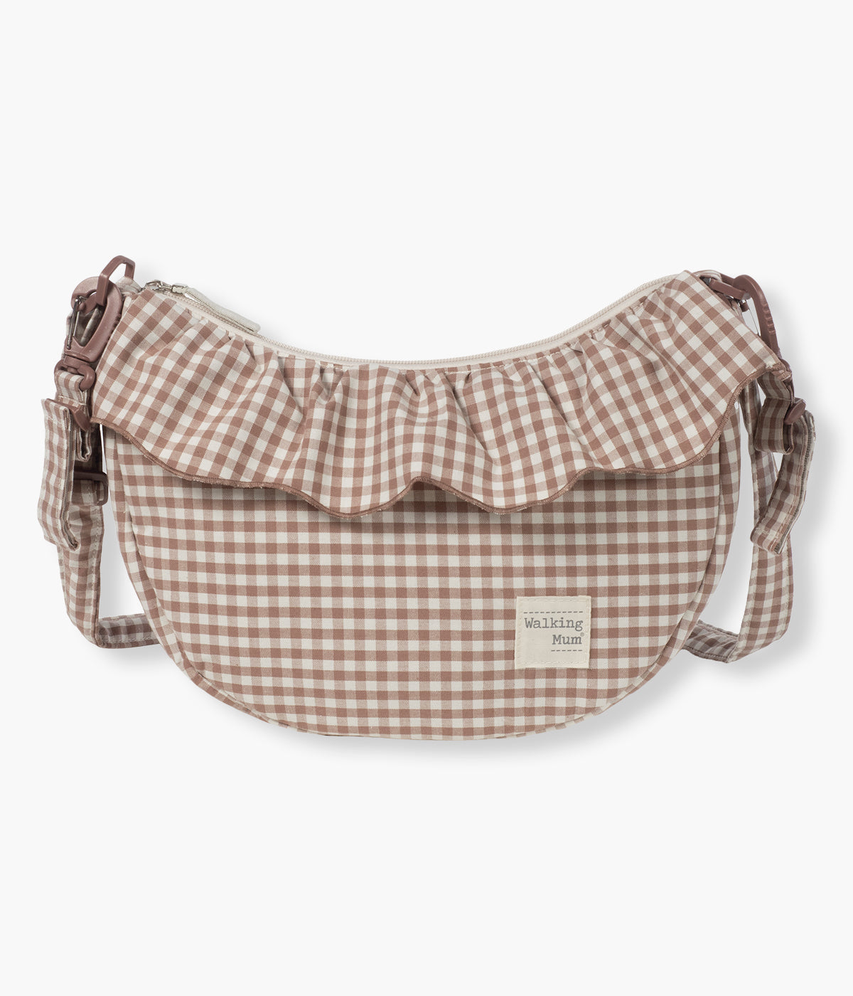 Bolsa de Passeio Gôndola Walking Mum Praliné Vichy Moka vista de frente.