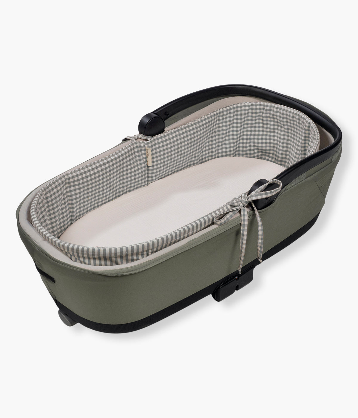 Forra Algodão Varas Alcofa Walking Mum Praliné Vichy/Strips Matcha com padrão vichy.