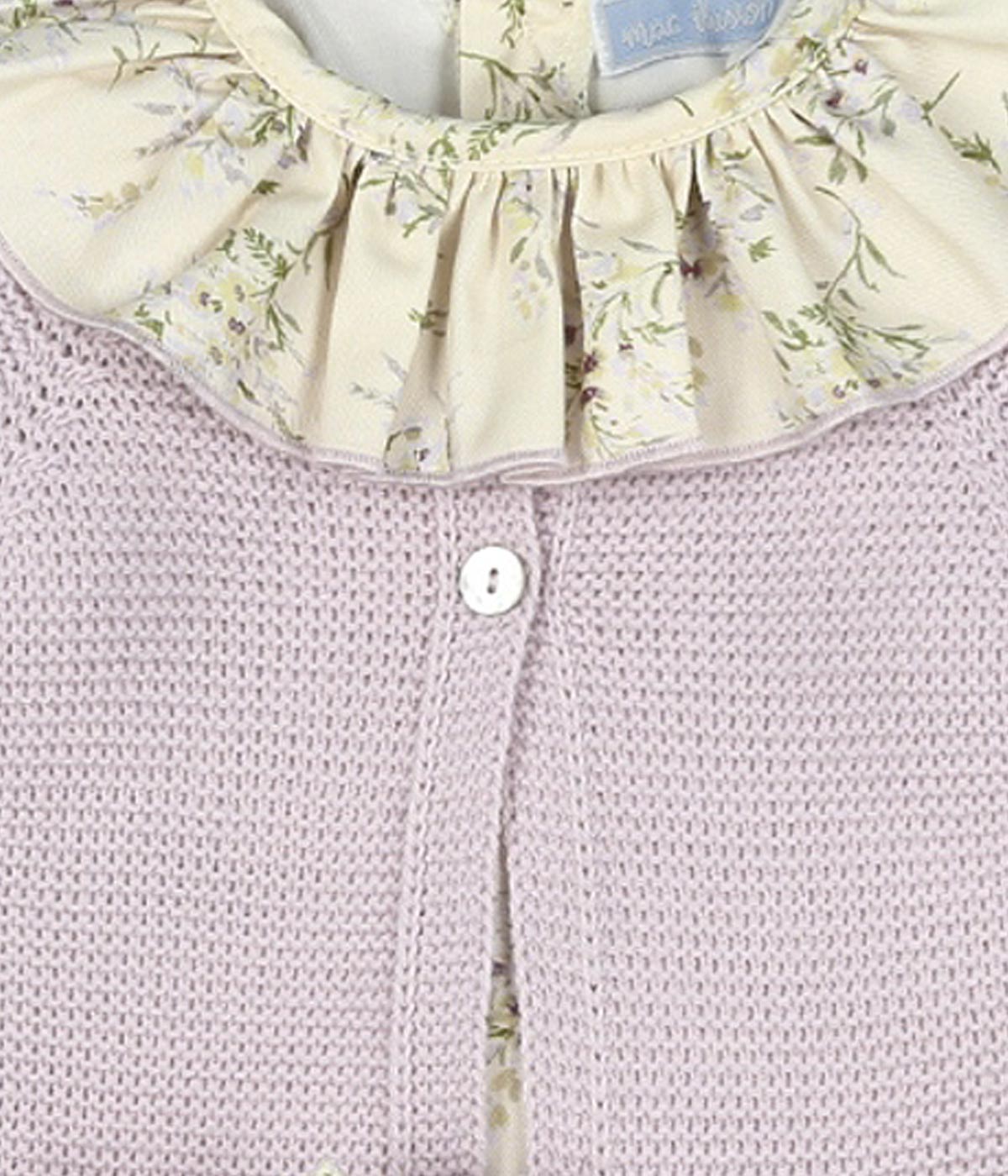 Conjunto de Malha e Algodão Bebé Menina 3pc - Lavanda e Bege
