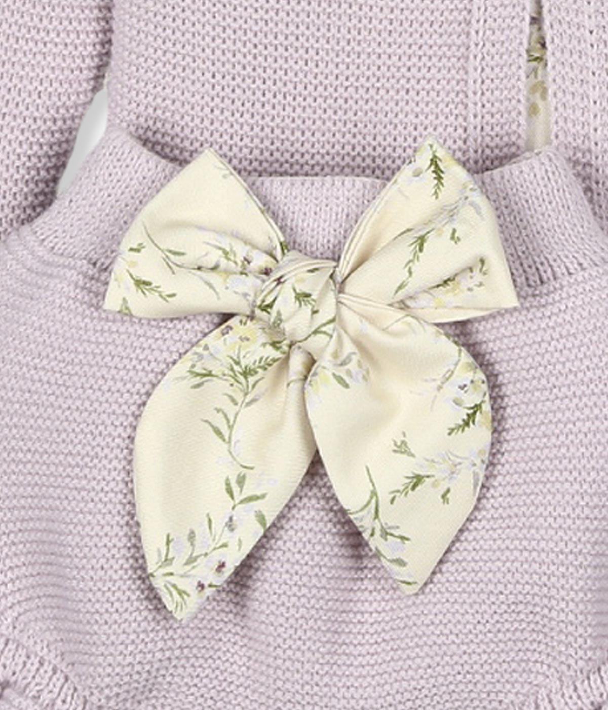 Conjunto de Malha e Algodão Bebé Menina 3pc - Lavanda e Bege