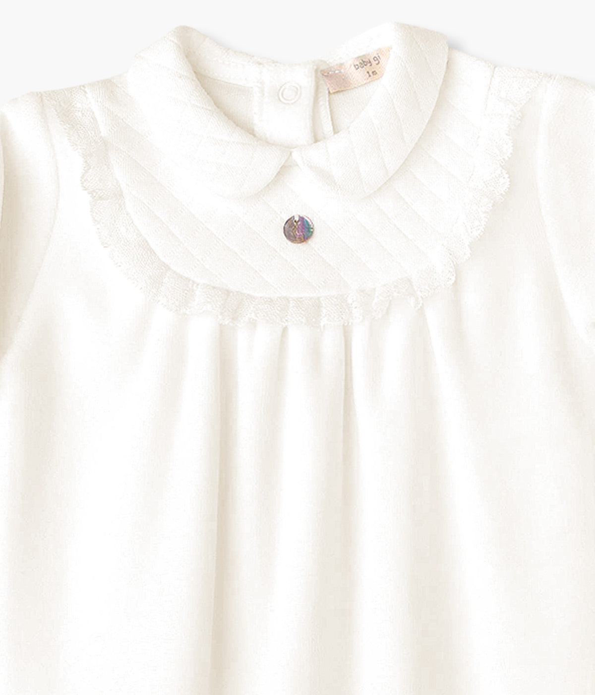 Babygrow em Veludo com Renda para Bebé - Pérola