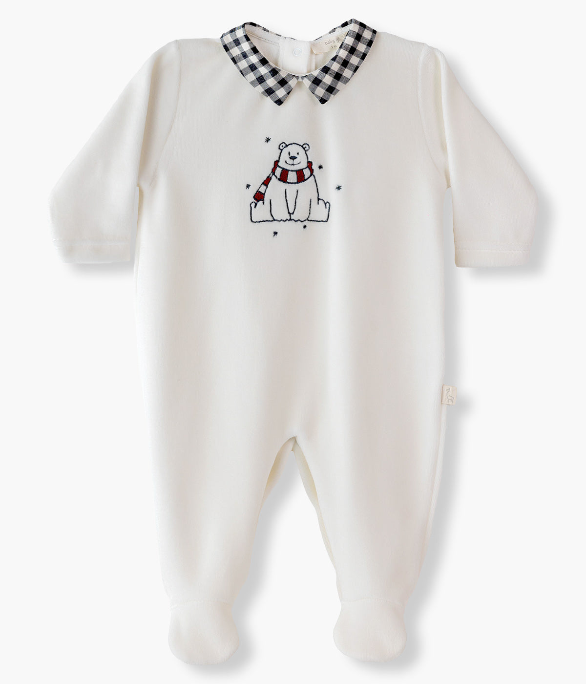 Babygrow em Veludo para Bebé Urso Polar - Pérola